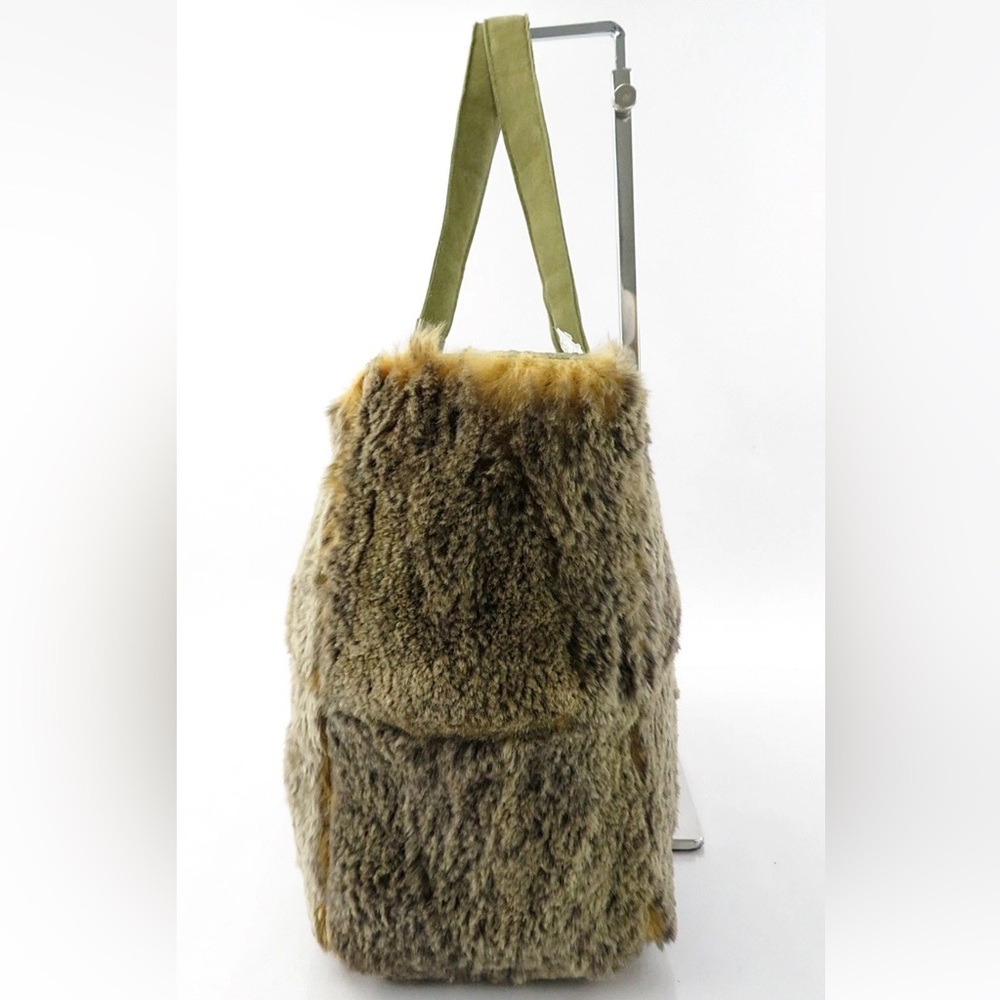 CHANEL Rabbit Fur Tote - Olive and Tan - Picture 3 of 16